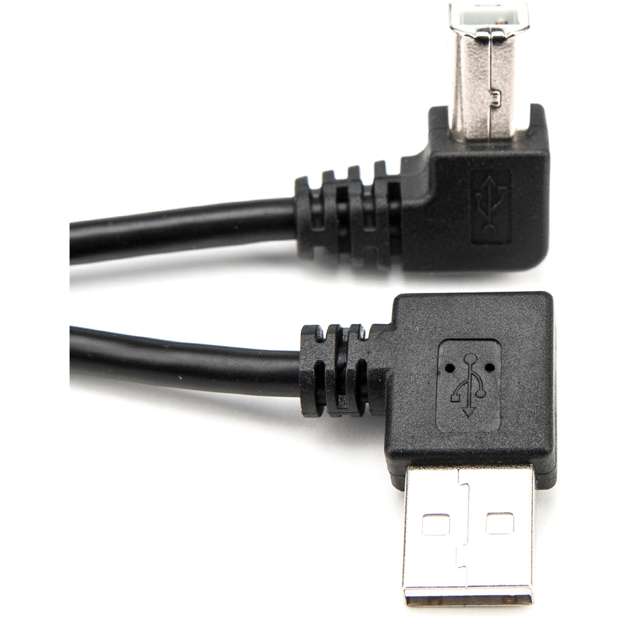 Rocstor Premium 3ft USB Type A Right Angle to USB Type B Right Angle Cable - M/M - USB - 3 ft - 1 x USB Type A Male - 1 x USB Type B Male - Cable M/M - Black