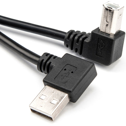 Rocstor Premium 3ft USB Type A Right Angle to USB Type B Right Angle Cable - M/M - USB - 3 ft - 1 x USB Type A Male - 1 x USB Type B Male - Cable M/M - Black
