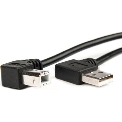 Rocstor Premium 3ft USB Type A Right Angle to USB Type B Right Angle Cable - M/M - USB - 3 ft - 1 x USB Type A Male - 1 x USB Type B Male - Cable M/M - Black