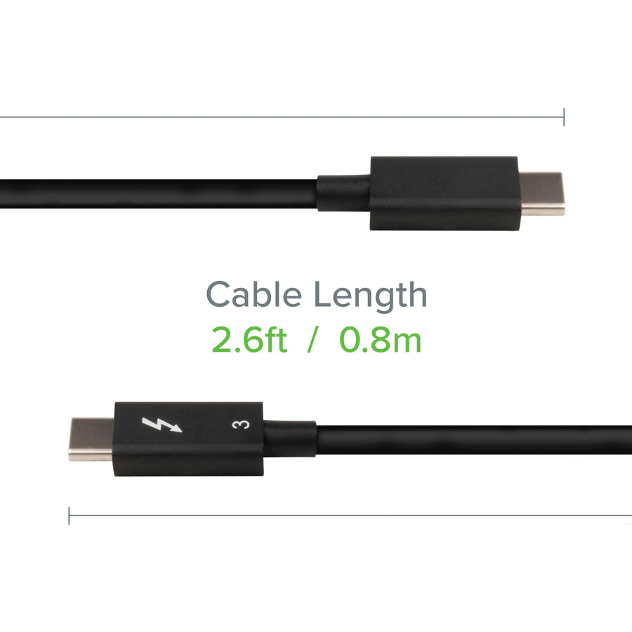 Plugable Thunderbolt 3 Cable 40Gbps Supports 100W (20V, 5A) Charging, 2.6ft/0.8m