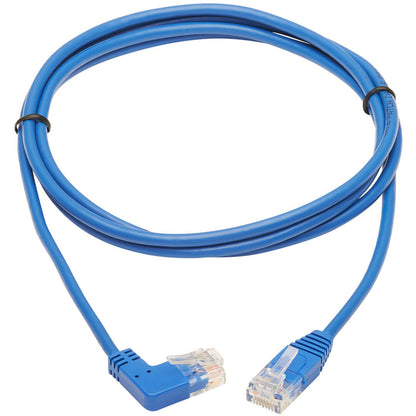 Tripp Lite Cat6 Ethernet Cable Right Angled UTP Slim Molded M/M Blue 7ft