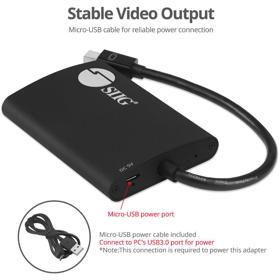 SIIG 1x2 Mini DP 1.2 to DisplayPort MST Hub - Multi Monitor Splitter