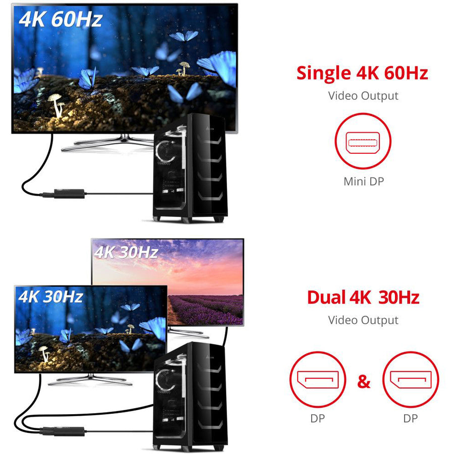 SIIG 1x2 Mini DP 1.2 to DisplayPort MST Hub - Multi Monitor Splitter