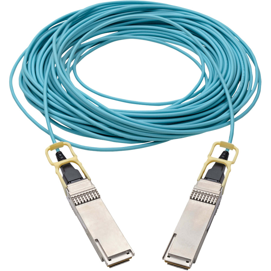 Tripp Lite QSFP28 to QSFP28 Active Optical Cable - 100GbE, AOC, M/M, Aqua, 20 m (65.6 ft.)