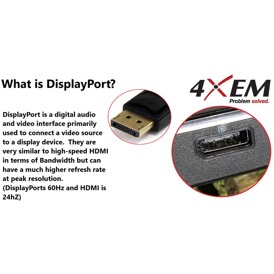 4XEM 1FT DisplayPort To VGA Adapter Cable - Black