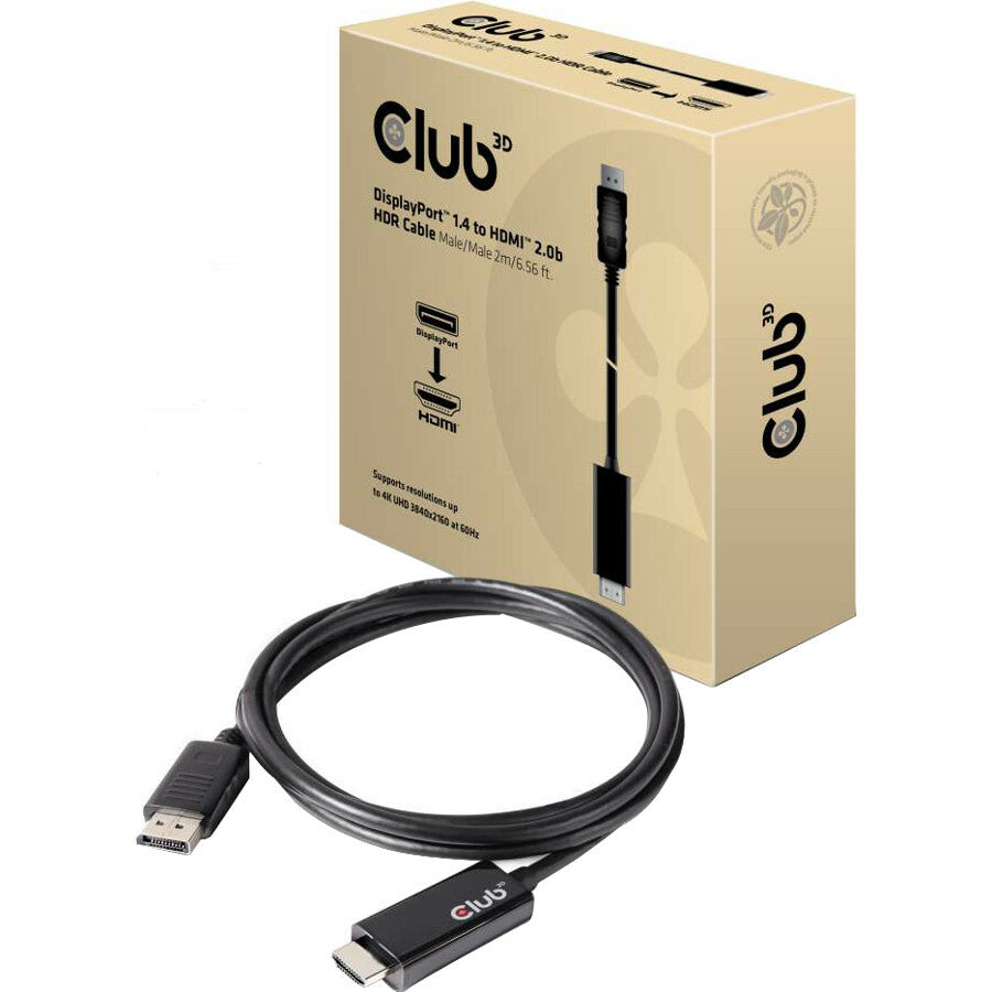 Club 3D DisplayPort 1.4 Cable To HDMI 2.0b Active Adapter Male/Male 2m/6.56 ft