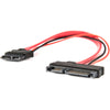 Rocstor Premium 6in Slimline SATA to SATA Adapter with Power - F/M - SATA for Optical Drive, Motherboard - 6" - 1 Pack - 1 x SATA - 1 x SATA - Red - Adapter with Power