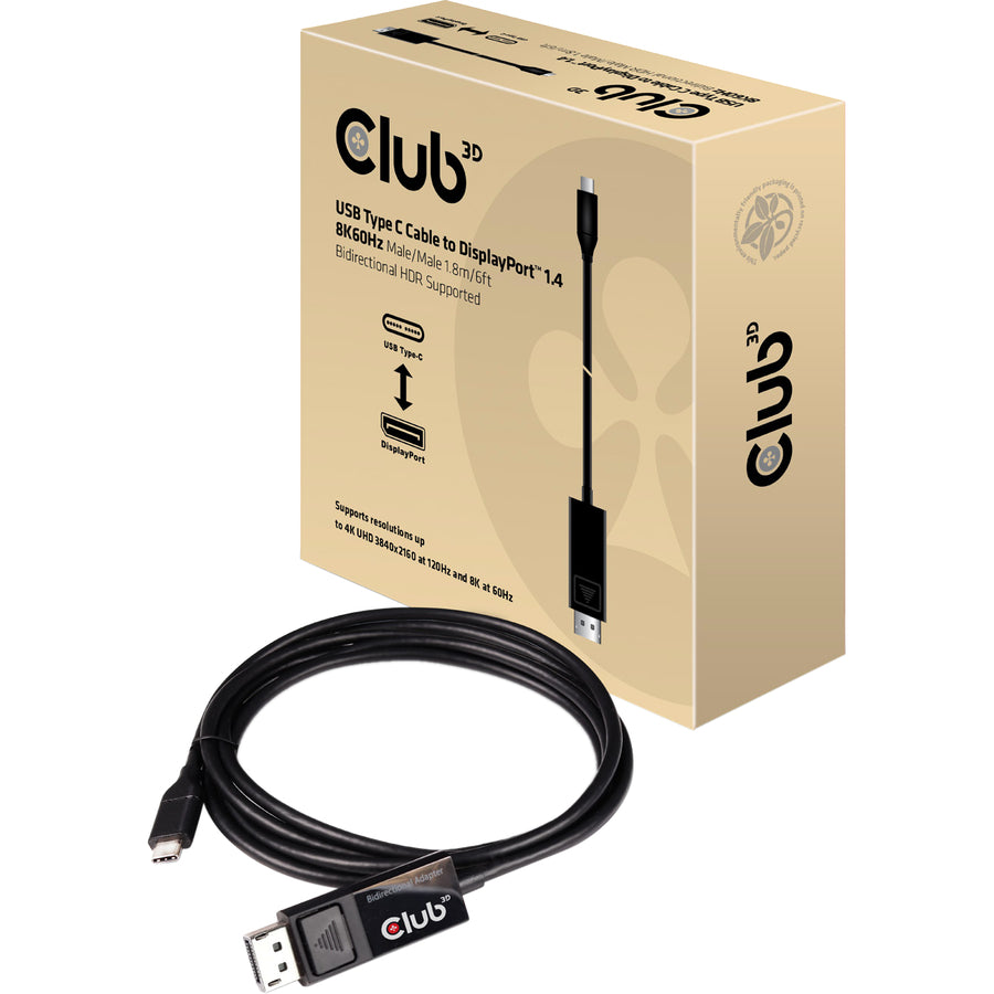 Club 3D USB Type C Cable to DP 1.4 8K60Hz M/M 1.8m/5.9ft
