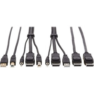 Tripp Lite DisplayPort KVM Cable Kit 4K USB 3.5mm 3xM/3xM USB MM DP MM 10ft