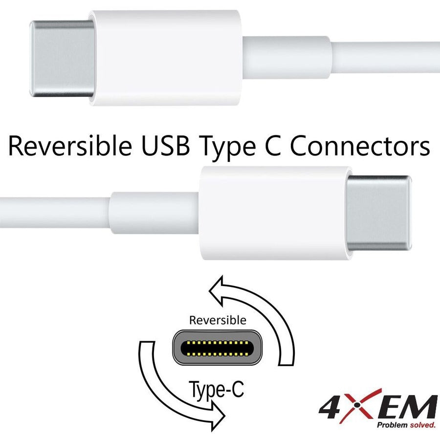 4XEM 3FT/1M USB-C To USB-C Cable M/M USB 3.1 Gen 2 10GBPS White