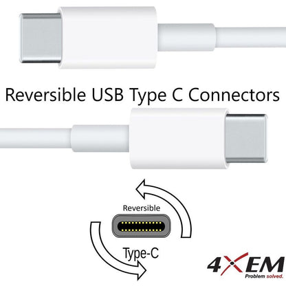 4XEM 3FT/1M USB-C To USB-C Cable M/M USB 3.1 Gen 2 10GBPS White