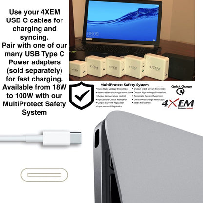 4XEM 3FT/1M USB-C To USB-C Cable M/M USB 3.1 Gen 2 10GBPS White