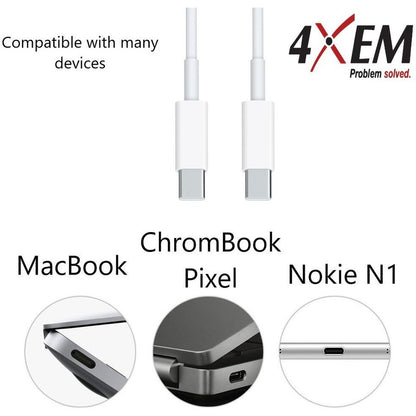4XEM 3FT/1M USB-C To USB-C Cable M/M USB 3.1 Gen 2 10GBPS White