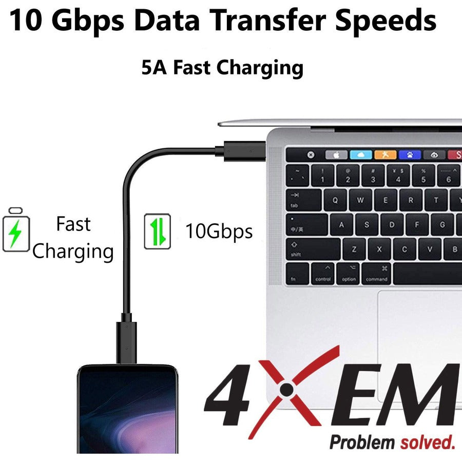 4XEM 3FT/1M USB-C To USB-C Cable M/M USB 3.1 Gen 2 10GBPS White