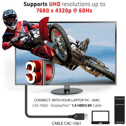 Club 3D DisplayPort 1.4 HBR3 8K Cable Male/Male 5M / 16.40ft.