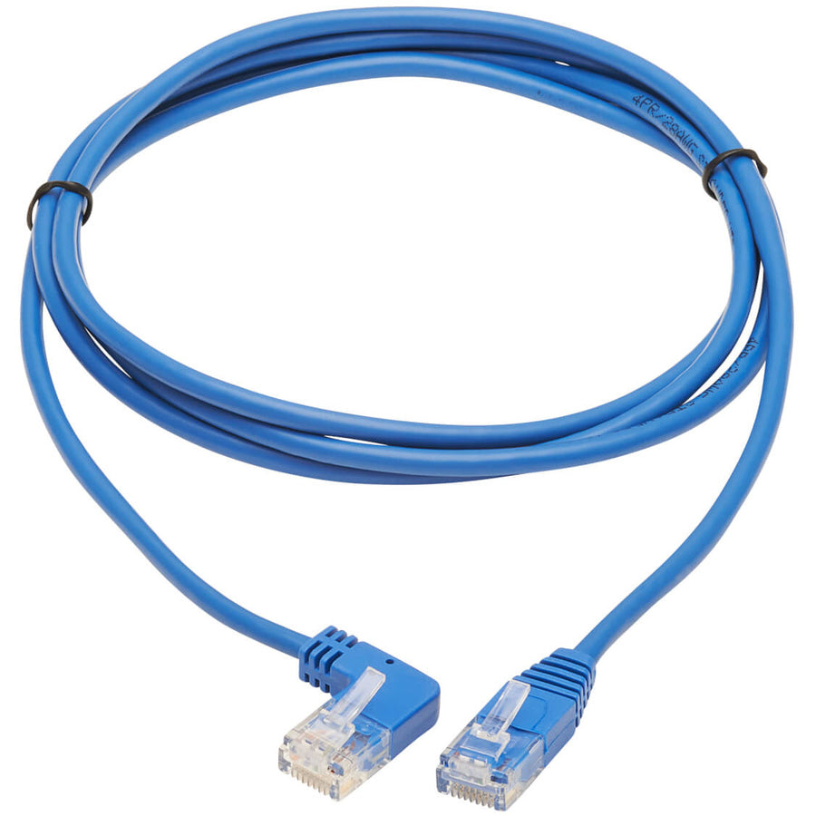 Tripp Lite Cat6 Ethernet Cable Left Angled UTP Slim Molded M/M Blue 7ft