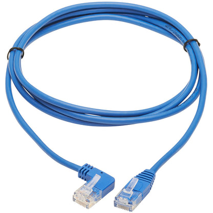 Tripp Lite Cat6 Ethernet Cable Left Angled UTP Slim Molded M/M Blue 7ft