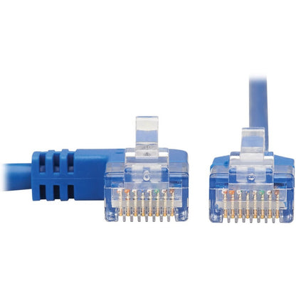 Tripp Lite Cat6 Ethernet Cable Left Angled UTP Slim Molded M/M Blue 7ft