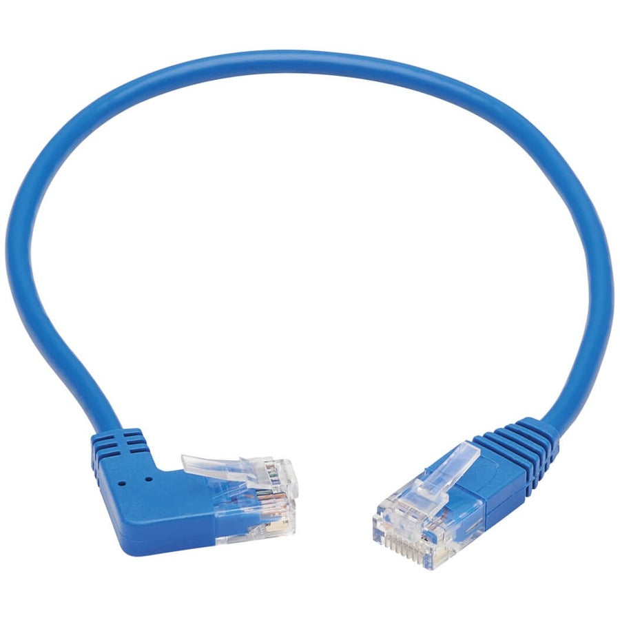 Tripp Lite Cat6 Ethernet Cable Right Angled UTP Slim Molded M/M Blue 1ft