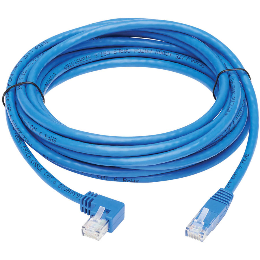 Tripp Lite Cat6 Ethernet Cable Left Angled UTP Molded RJ45 M/M Blue 15ft