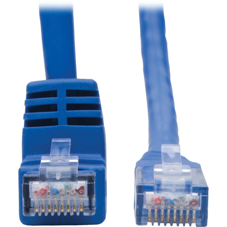 Tripp Lite Down-Angle Cat6 UTP Patch Cable (RJ45) - 1 ft., M/M, Gigabit, Molded, Blue