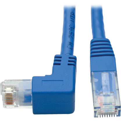 Tripp Lite Down-Angle Cat6 UTP Patch Cable (RJ45) - 1 ft., M/M, Gigabit, Molded, Blue