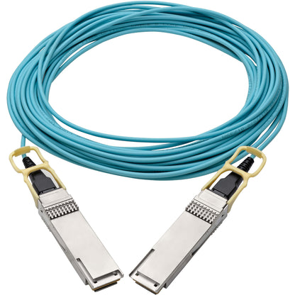 Tripp Lite QSFP28 to QSFP28 Active Optical Cable - 100GbE, AOC, M/M, Aqua, 15 m (49.2 ft.)