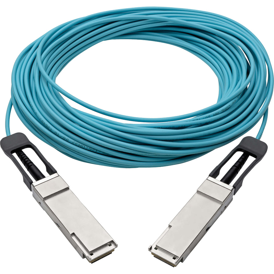 Tripp Lite QSFP+ to QSFP+ Active Optical Cable - 40Gb, AOC, M/M, Aqua, 15 m (49.2 ft.)