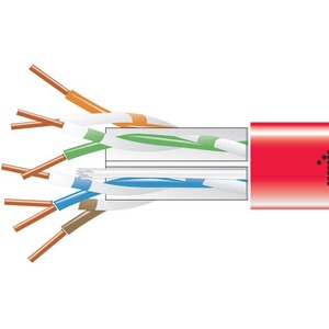 Black Box CAT6 550-MHz Solid Bulk Cable UTP CMP Plenum Red 1000FT Pull-Box