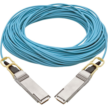 Tripp Lite QSFP28 to QSFP28 Active Optical Cable - 100GbE, AOC, M/M, Aqua, 30 m (98.4 ft.)