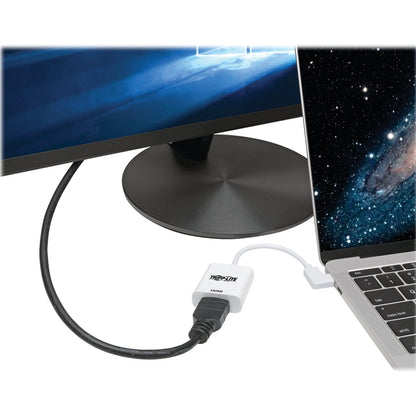 Tripp Lite Right-Angle USB C to HDMI 4K Adapter Cable USB-C M/F White 6in