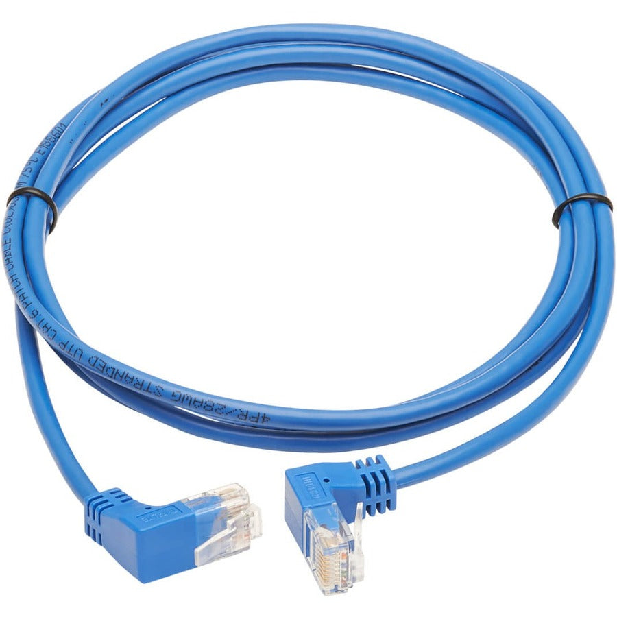 Tripp Lite Cat6 Ethernet Cable Up/Down Angled UTP Slim Molded M/M Blue 7ft