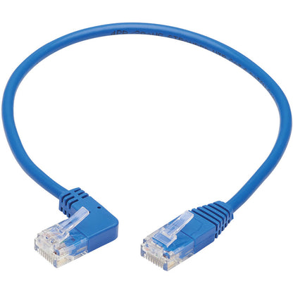 Tripp Lite Cat6 Ethernet Cable Left Angled UTP Slim Molded M/M Blue 1ft