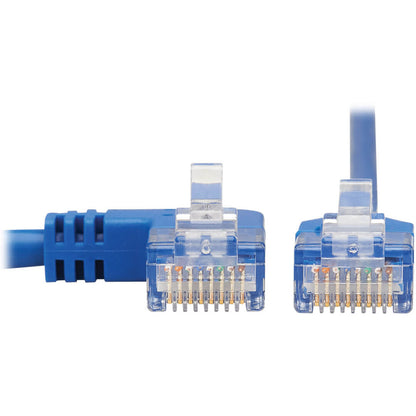 Tripp Lite Cat6 Ethernet Cable Left Angled UTP Slim Molded M/M Blue 1ft