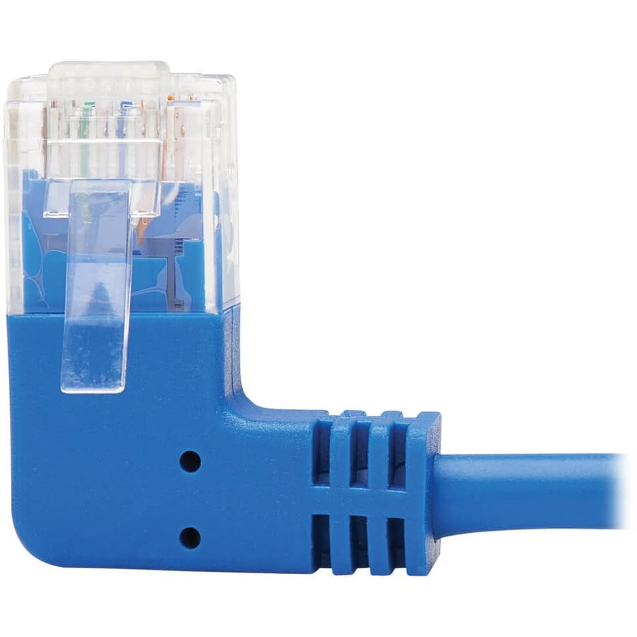 Tripp Lite Cat6 Ethernet Cable Left Angled UTP Slim Molded M/M Blue 1ft