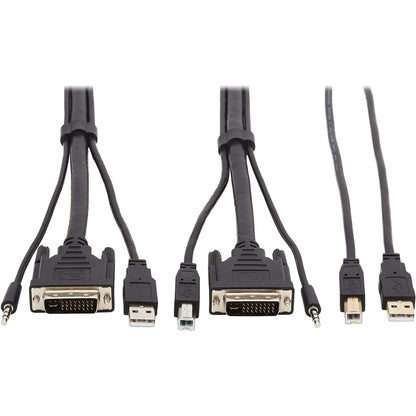 Tripp Lite DVI KVM Cable Kit, DVI USB 3.5mm Audio 3xM/3xM+USB M/M Black 6ft