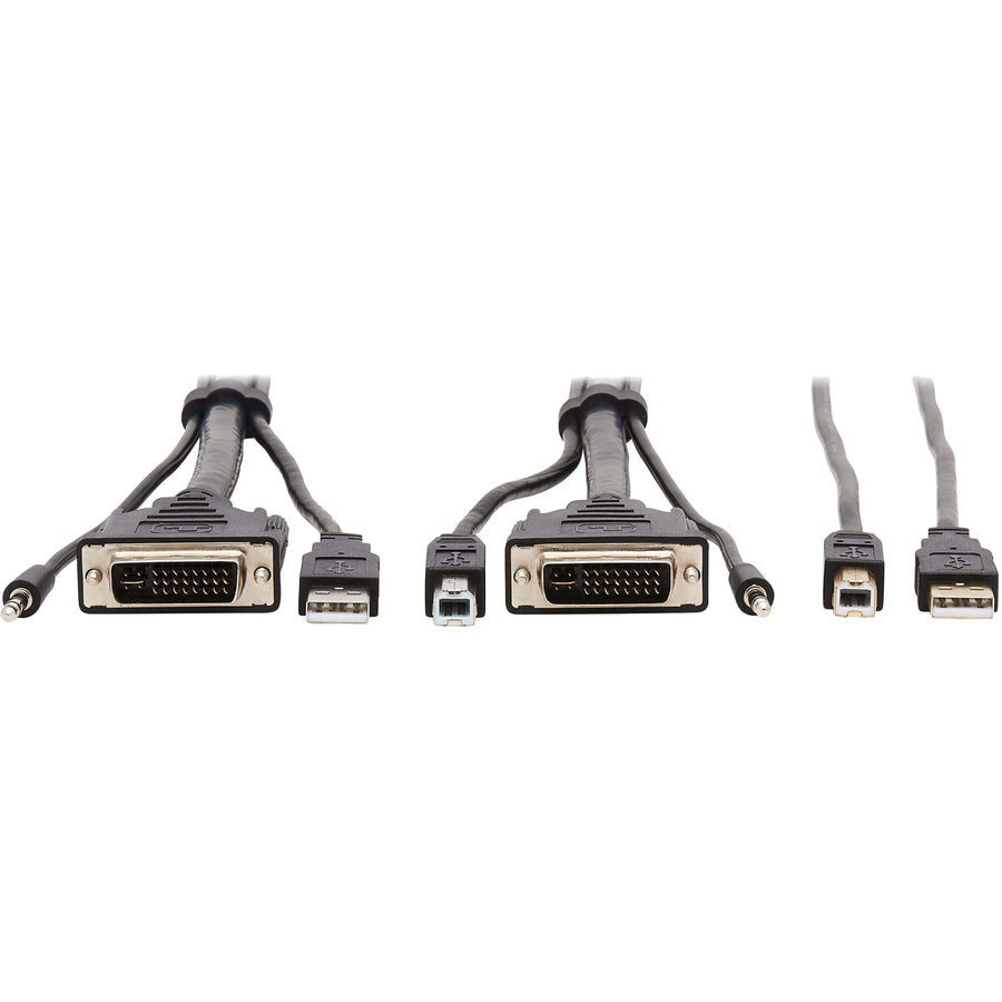 Tripp Lite DVI KVM Cable Kit, DVI USB 3.5mm Audio 3xM/3xM+USB M/M Black 6ft