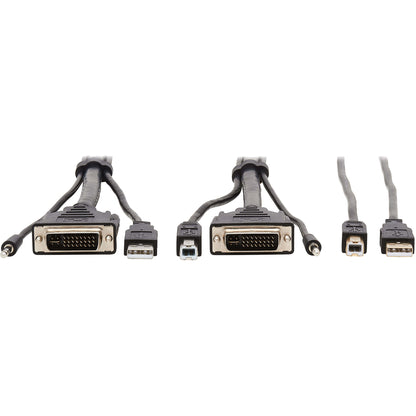 Tripp Lite DVI KVM Cable Kit, DVI USB 3.5mm Audio 3xM/3xM+USB M/M Black 6ft