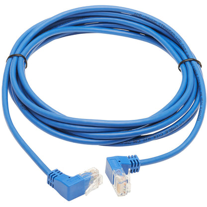 Tripp Lite Cat6 Ethernet Cable Up/Down Angled UTP Slim Molded M/M Blue 10ft