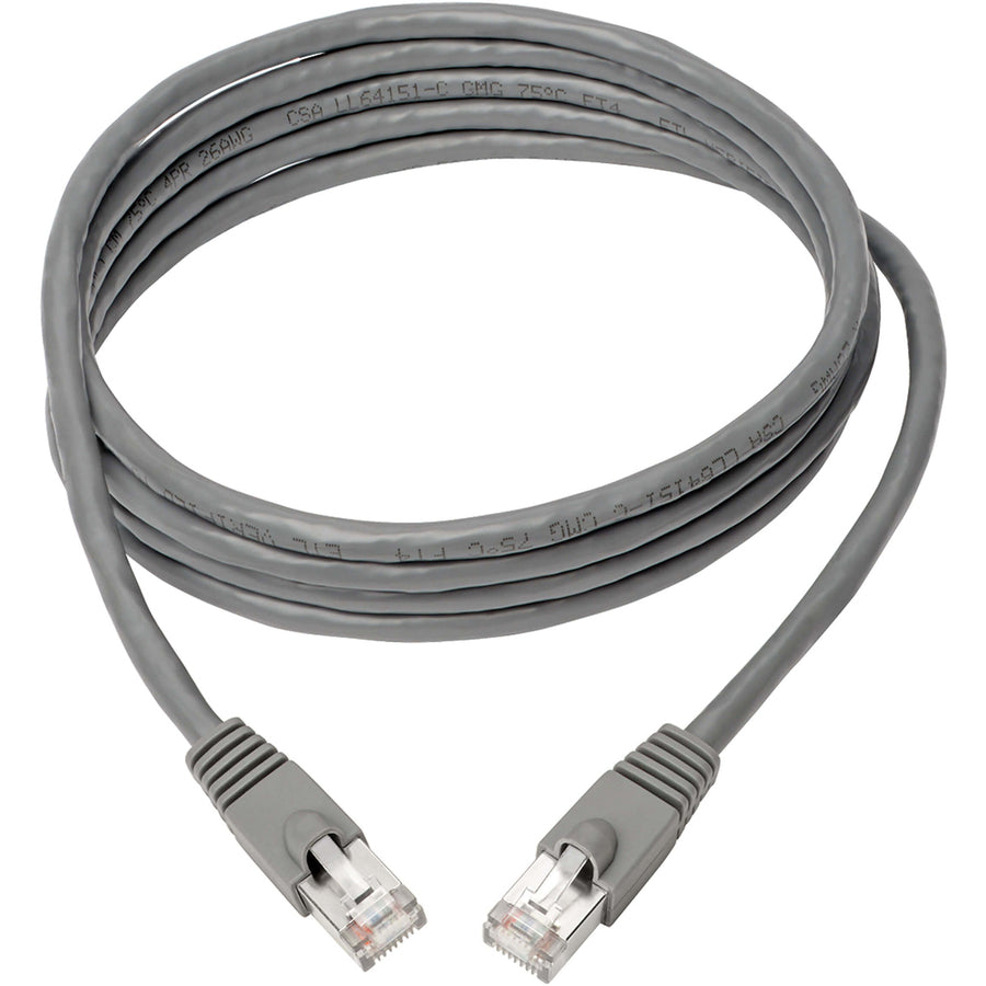 Tripp Lite Cat6a Snagless Shielded STP Patch Cable 10G, PoE, Gray M/M 5ft