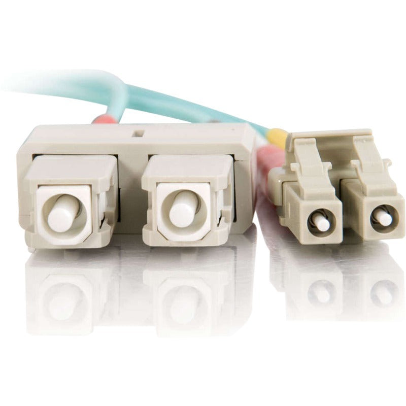 C2G 6m LC-SC 10Gb 50/125 Duplex Multimode OM3 Fiber Cable - Aqua - 20ft