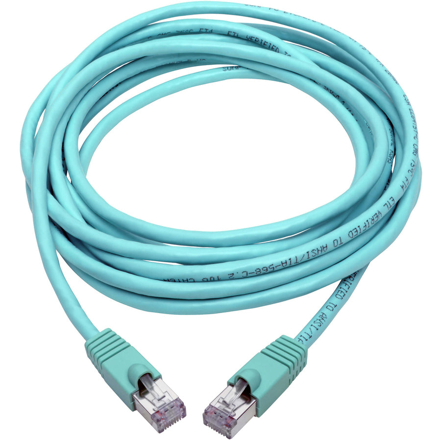 Tripp Lite Cat6a Snagless Shielded STP Patch Cable 10G, PoE, Aqua M/M 14ft