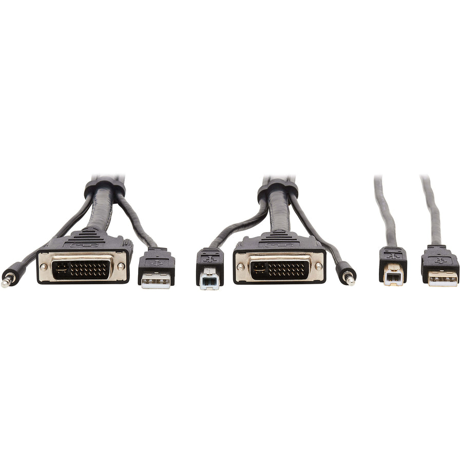 Tripp Lite DVI KVM Cable Kit DVI USB 3.5mm Audio 3xM/3xM+USB M/M Black 10ft