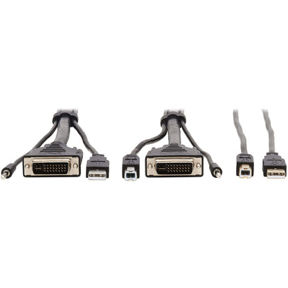 Tripp Lite DVI KVM Cable Kit DVI USB 3.5mm Audio 3xM/3xM+USB M/M Black 10ft