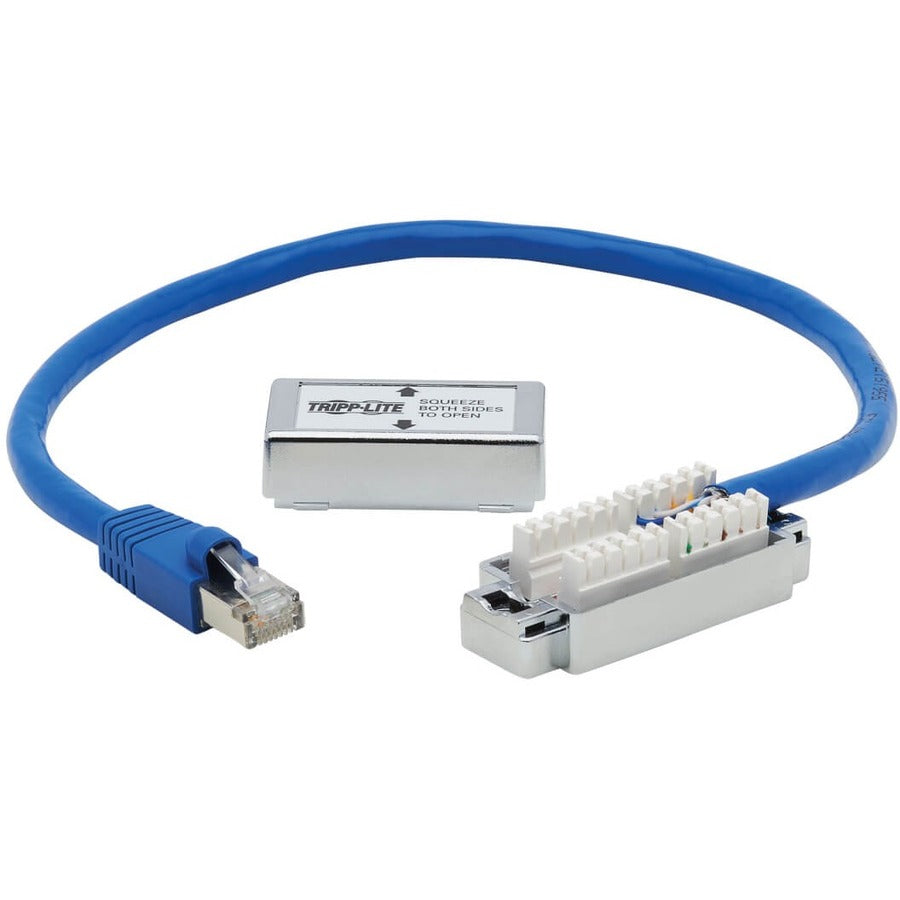 Tripp Lite Cat6a Junction Box Cable Assembly, 18 in., Blue