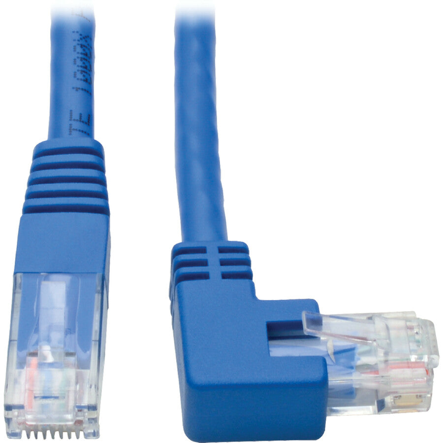 Tripp Lite Up-Angle Cat6 UTP Patch Cable (RJ45) - 1 ft., M/M, Gigabit, Molded, Blue