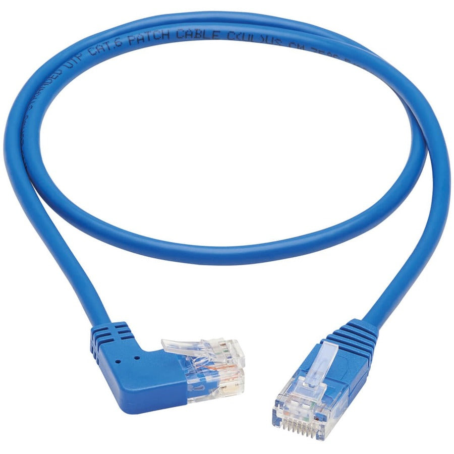 Tripp Lite Cat6 Ethernet Cable Right Angled UTP Slim Molded M/M Blue 3ft
