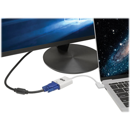 Tripp Lite Right-Angle USB C to VGA Adapter Cable USB-C M/F White 1080p 6in