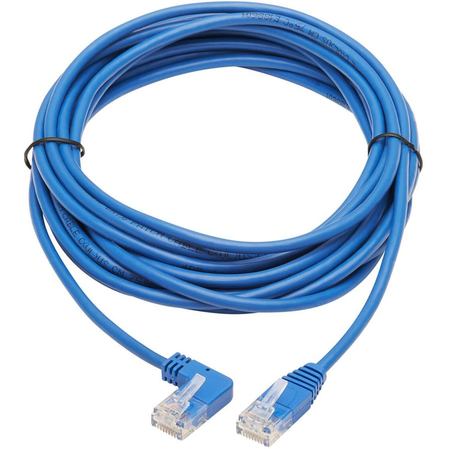 Tripp Lite Cat6 Ethernet Cable Left Angled UTP Slim Molded M/M Blue 15ft