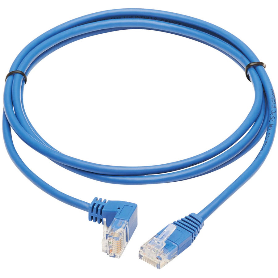 Tripp Lite Cat6 Ethernet Cable Down Right Angled Slim Molded M/M Blue 7ft